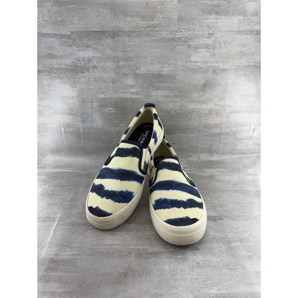 Sperry Crest Vibe Women Sz 6M Blue Tie Dye Stripe Slip On Sneakers STS87169